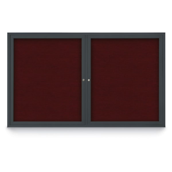96"x48" 2-Door Enclosed Outdoor Letterboard, Burgundy/Black